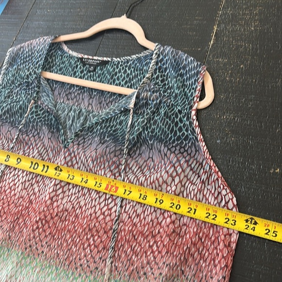 Liverpool Ombre SnakeSkin Print Sleeveless Top Tie Front tassel Blouse size M - Picture 8 of 10